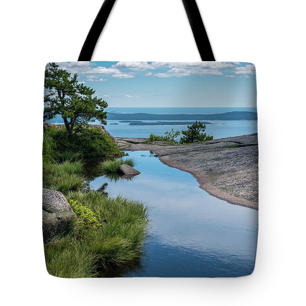 Acadia National Park Tote Bag featuring the photograph Champlain Mountain View by Lynn Thomas Amber