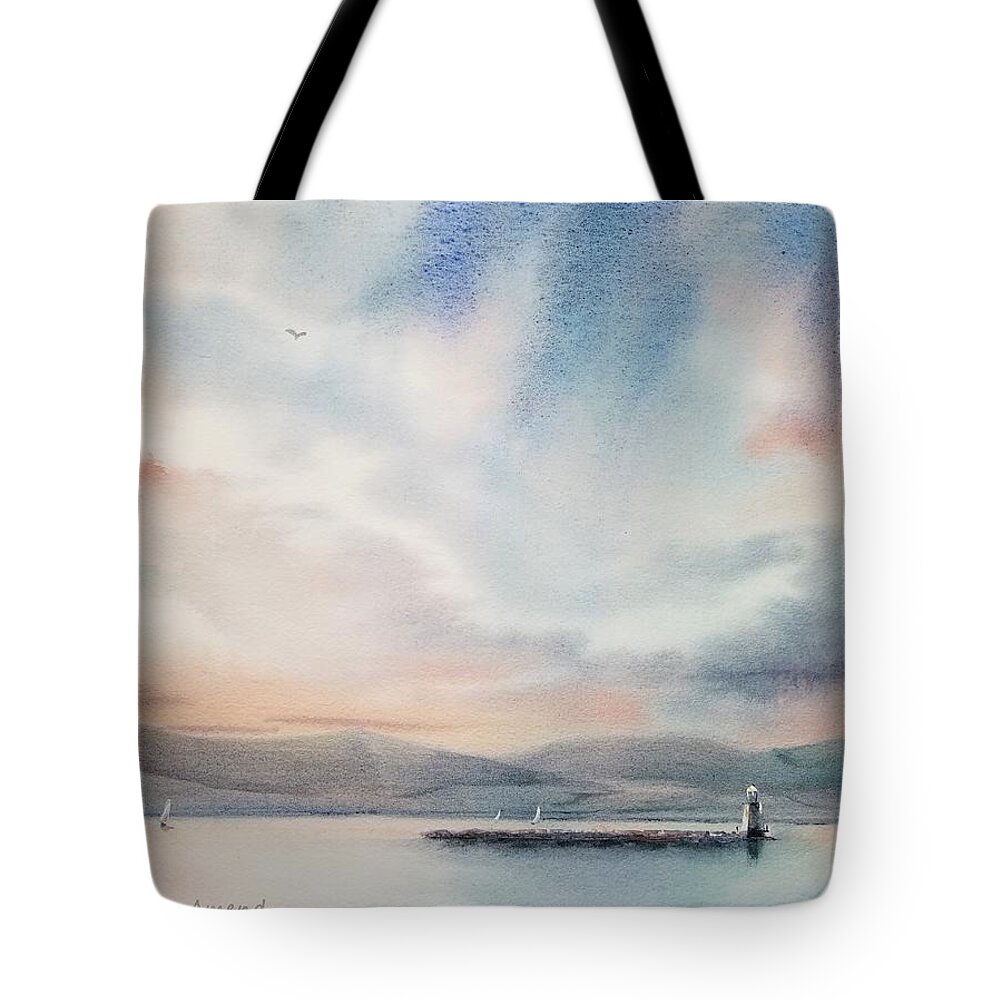 Lake Champlain Tote Bag featuring the painting Champlain Sky by Amanda Amend