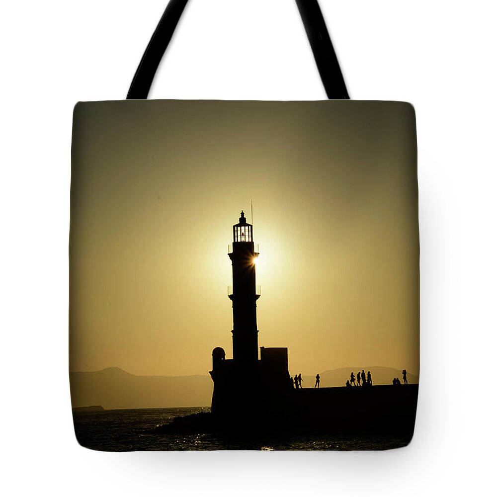Chania Tote Bag featuring the photograph Chania Lighthouse by Patrick Nowotny