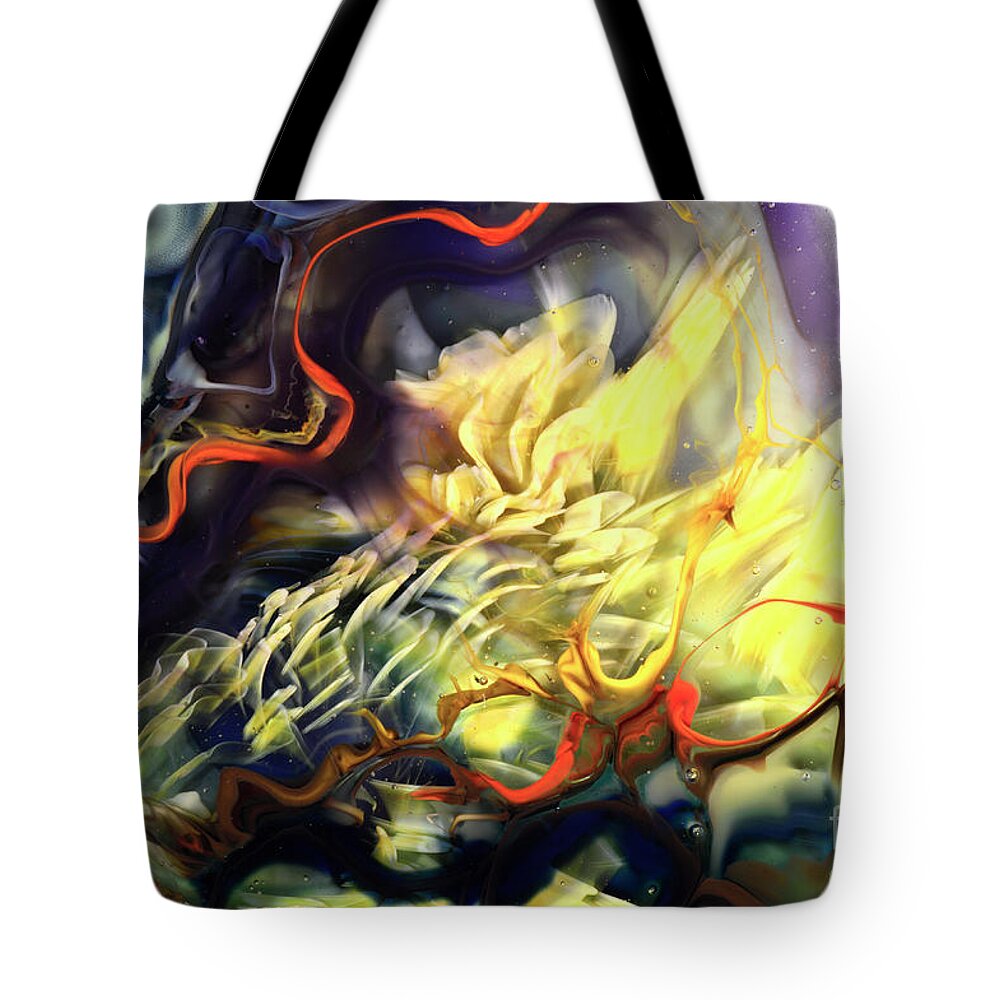 Yellow Tote Bag featuring the photograph Chaos 1 by Kimberly Lyon