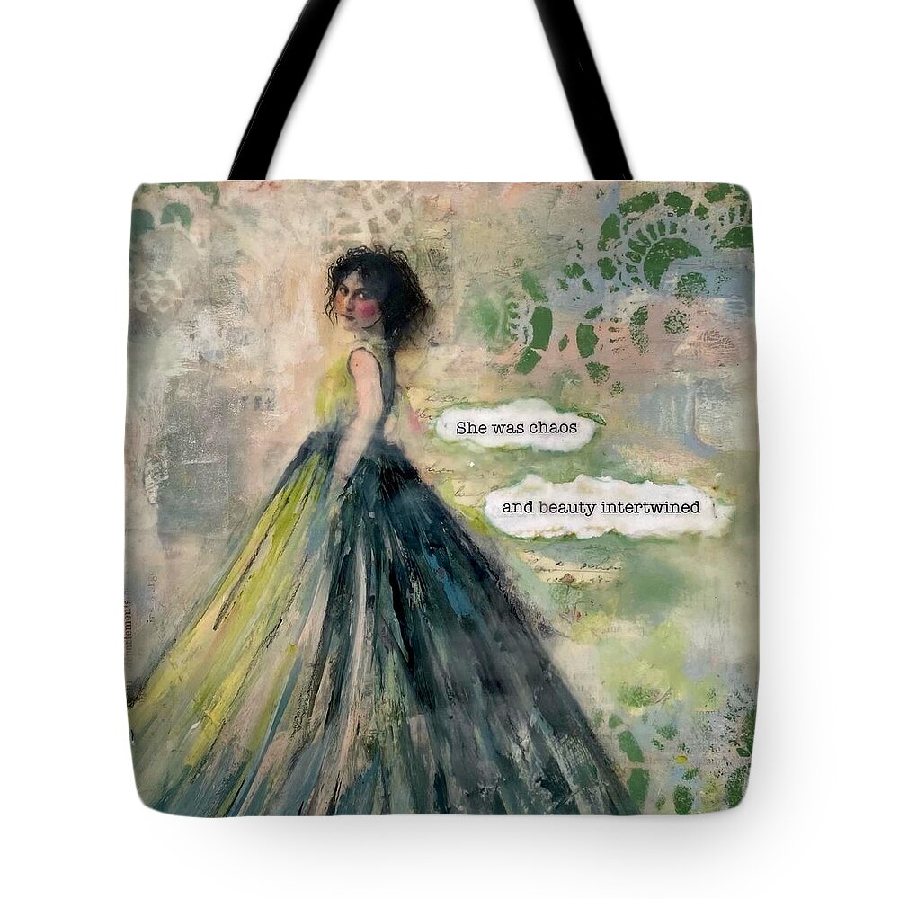 Vintage Art Tote Bag featuring the painting Chaos and Beauty by Diane Fujimoto