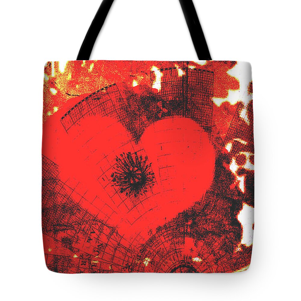 Heart Tote Bag featuring the mixed media Chaotic Heart by Moira Law