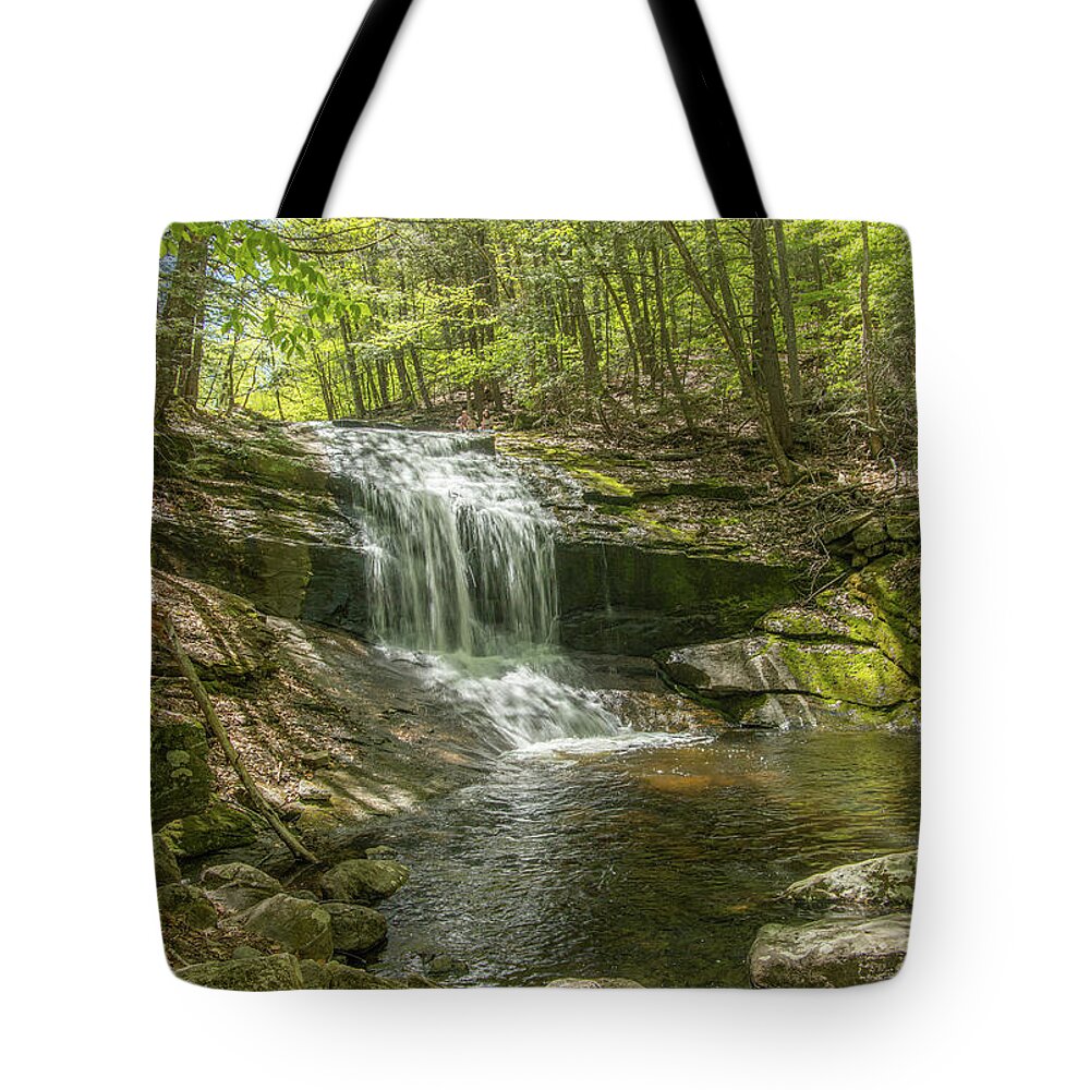 Waterfall Tote Bag featuring the photograph Chapel Falls in Spring 5 by Michael Saunders