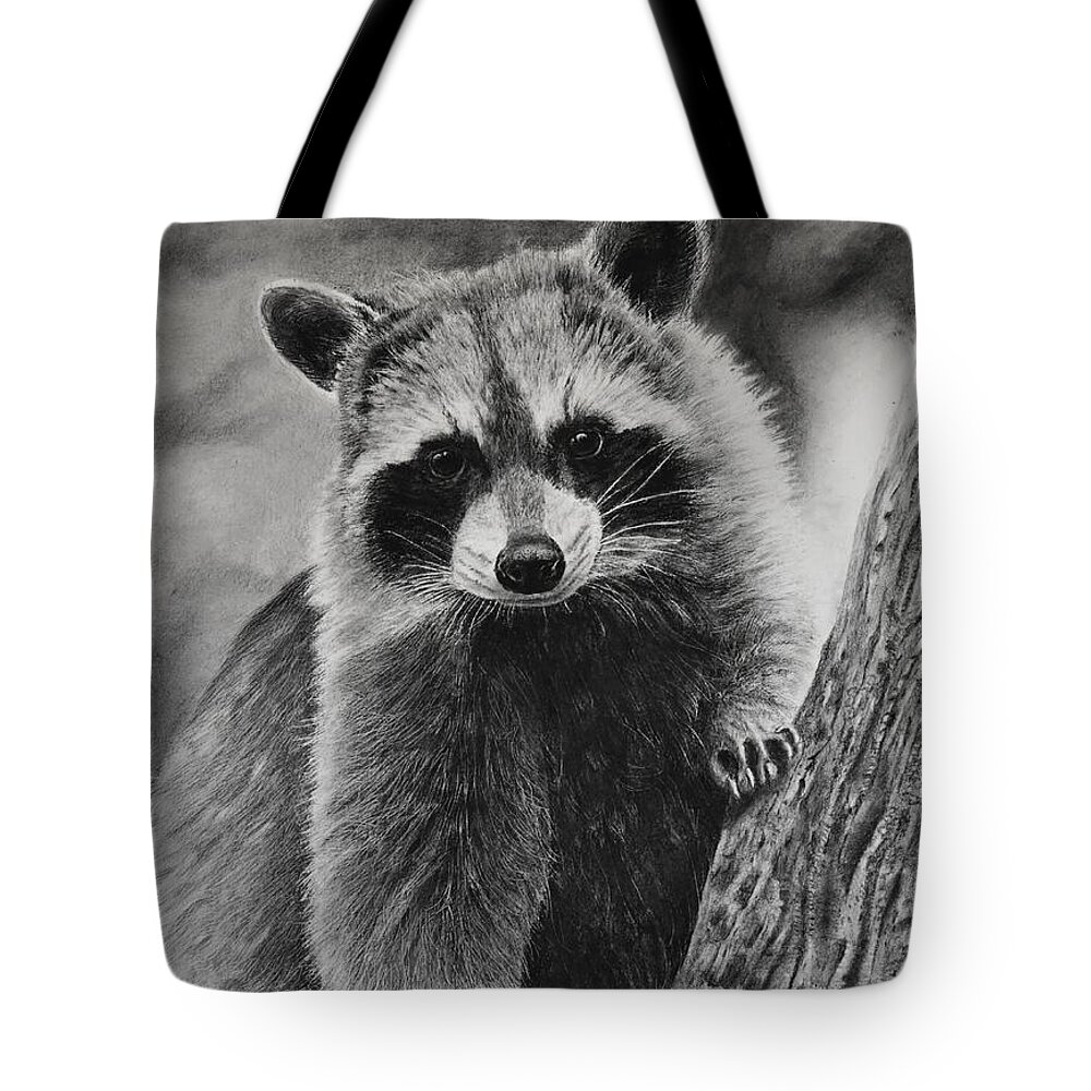 Raccoon Tote Bag featuring the drawing Characters Wanted by Greg Fox