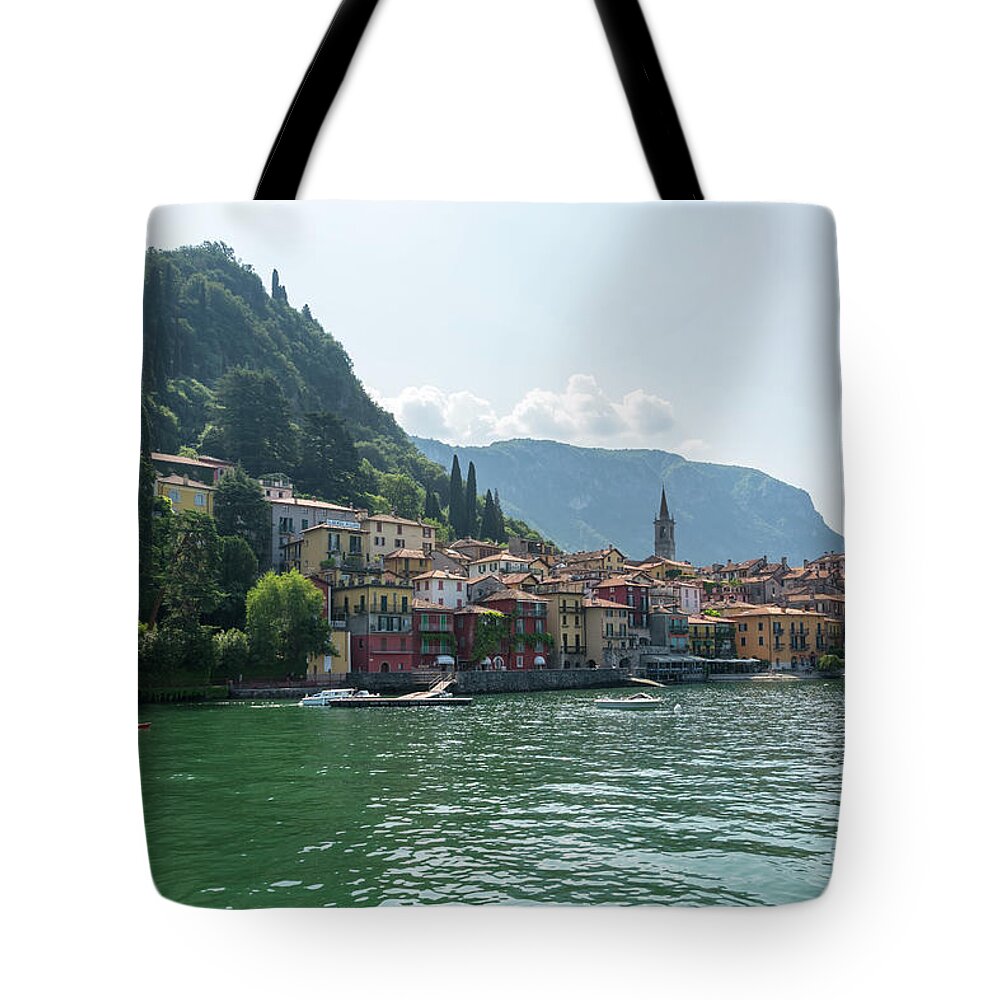 Charismatic Varenna Tote Bag featuring the photograph Charismatic Varenna Lake Como Italy - Picture Perfect Waterfront by Georgia Mizuleva