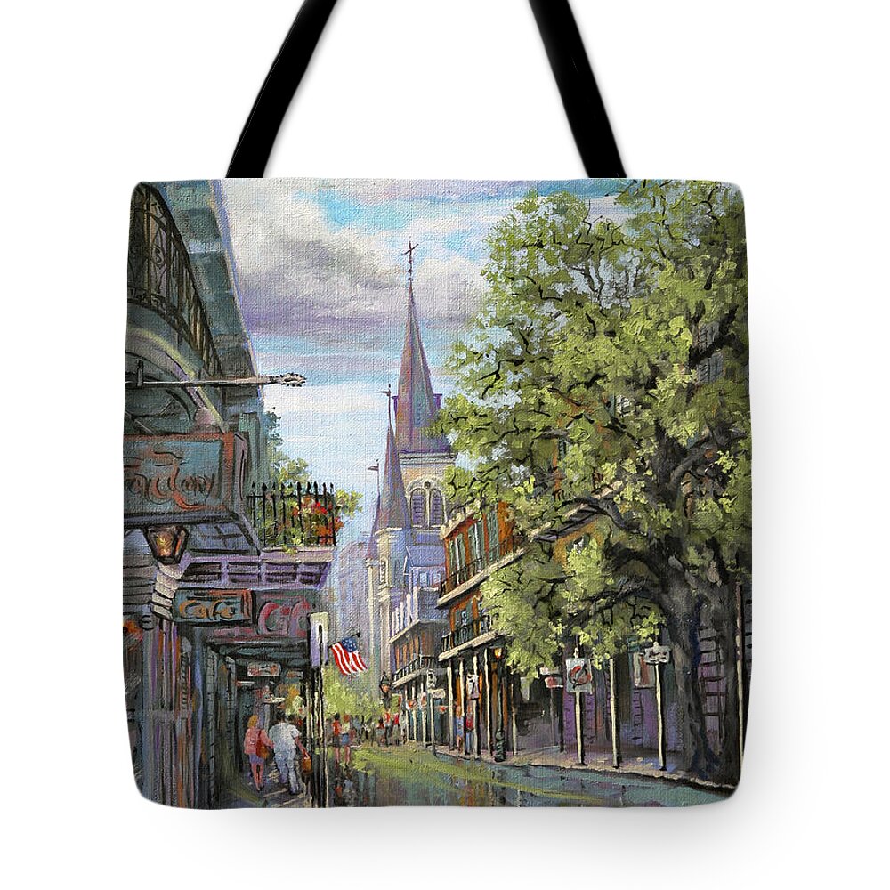 New Orleans Paintings Tote Bag featuring the painting Chartres Rain by Dianne Parks