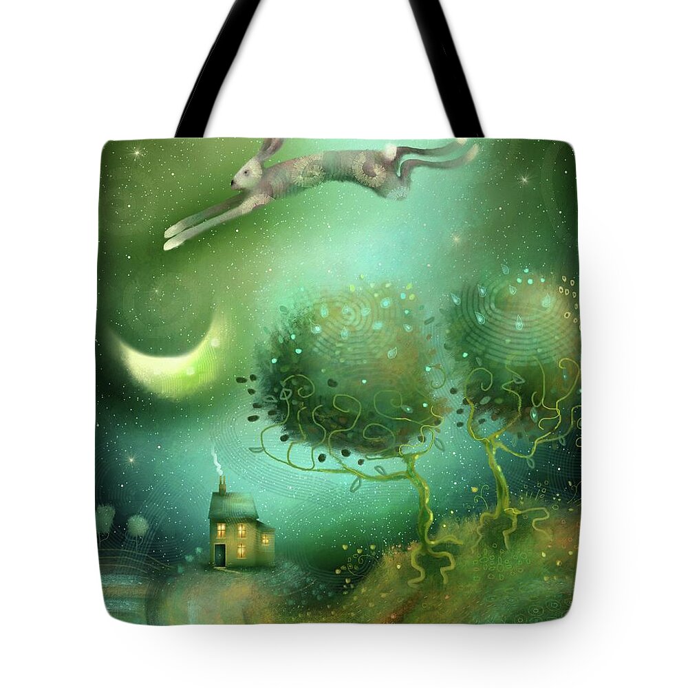 Landscape Tote Bag featuring the painting Chasing The Moon by Joe Gilronan