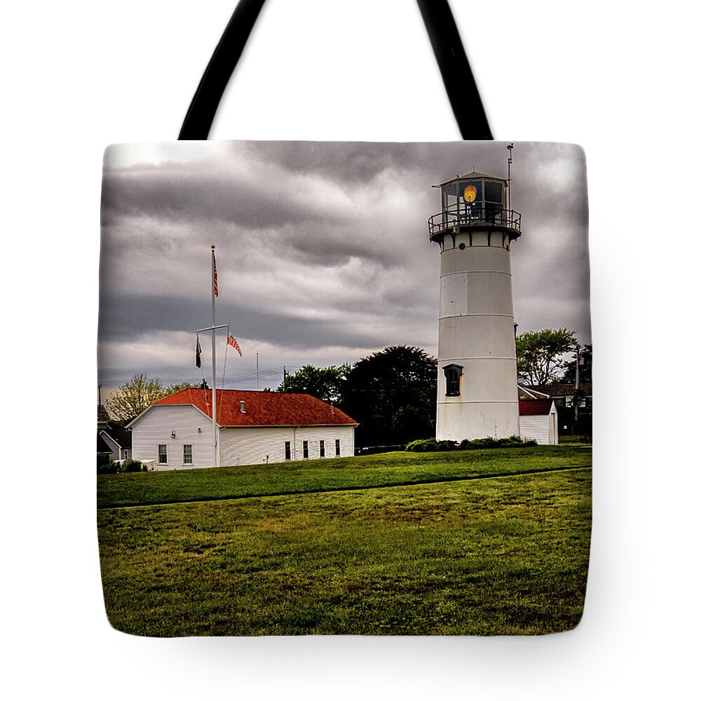 Orange Massachusetts Tote Bag featuring the photograph Chatham Coast Guard Station by Tom Singleton
