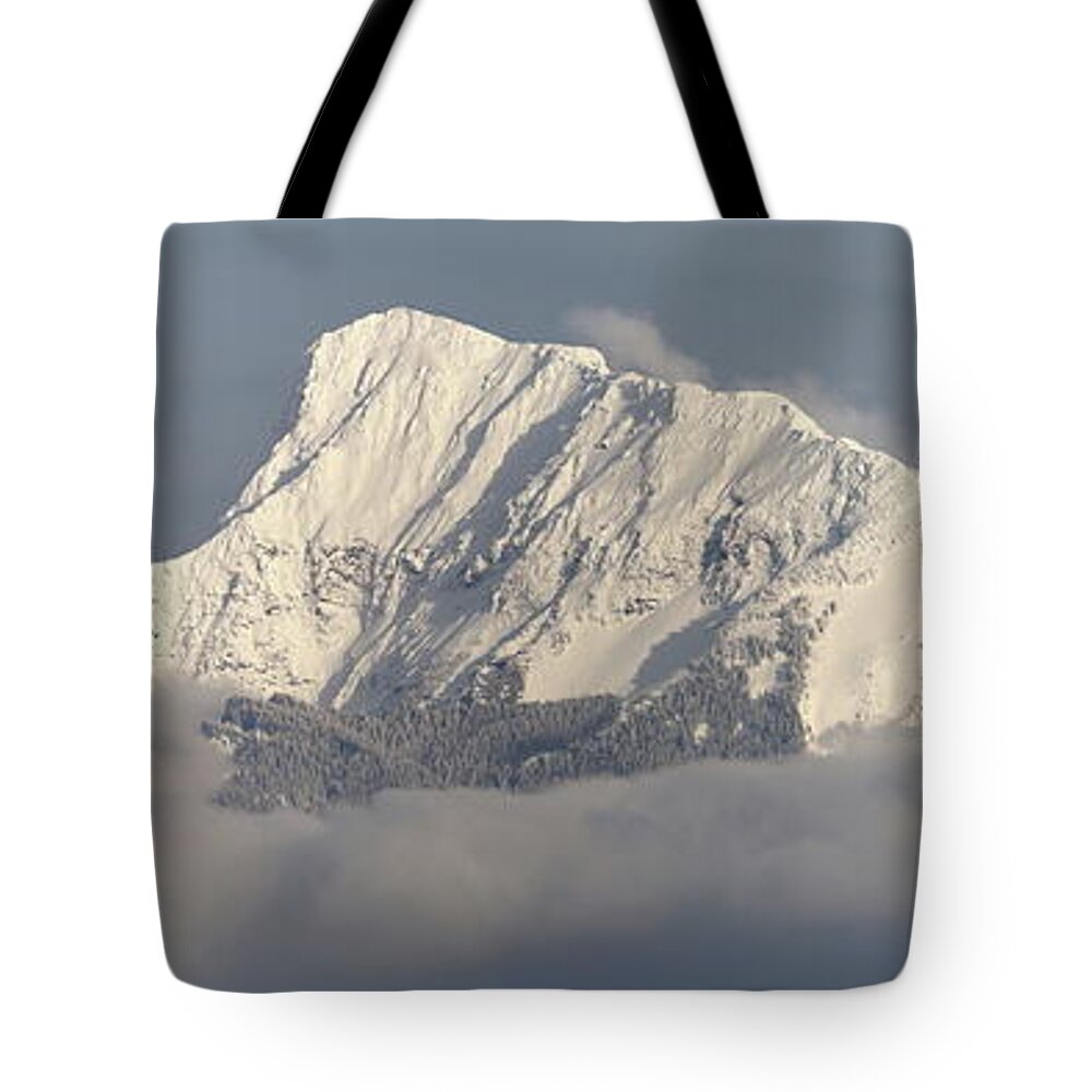 Mountains Tote Bag featuring the photograph Cheam Mountain Range Peaks by Ian McAdie