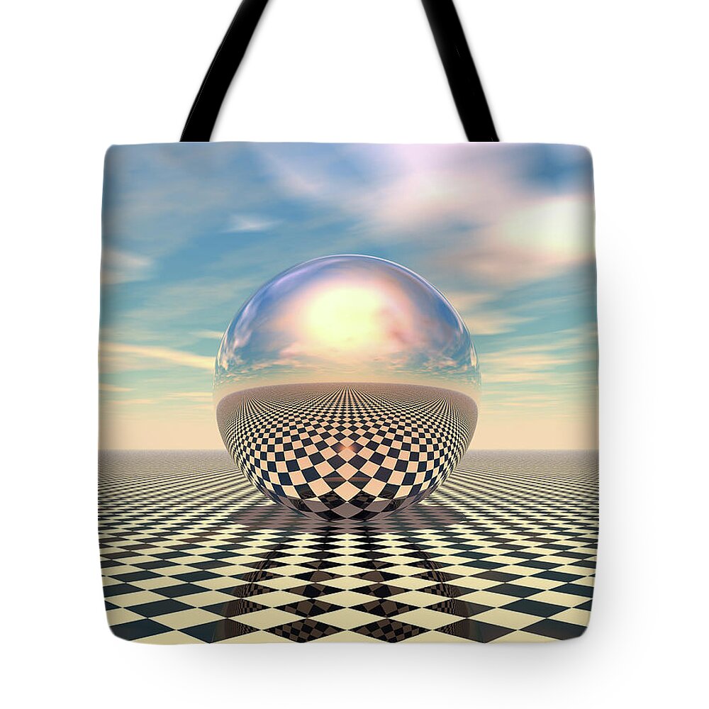 Checker Tote Bag featuring the digital art Checker Ball by Phil Perkins