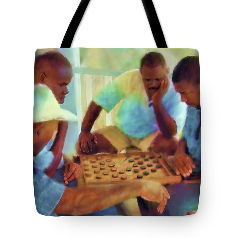 Checkers Tote Bag featuring the painting Checkers by Joel Smith