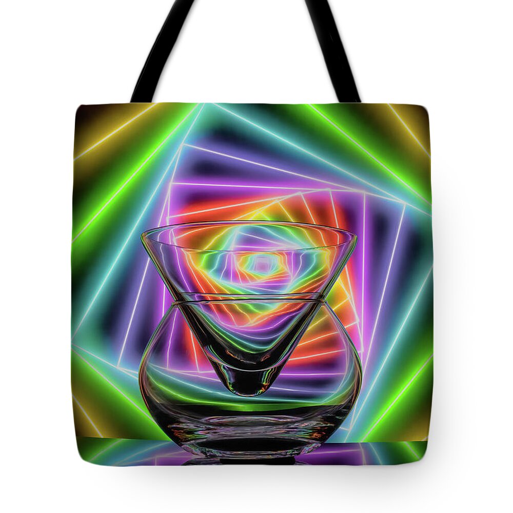 Refracting Glassware Tote Bag featuring the photograph Cheers to the Season by Sylvia Goldkranz