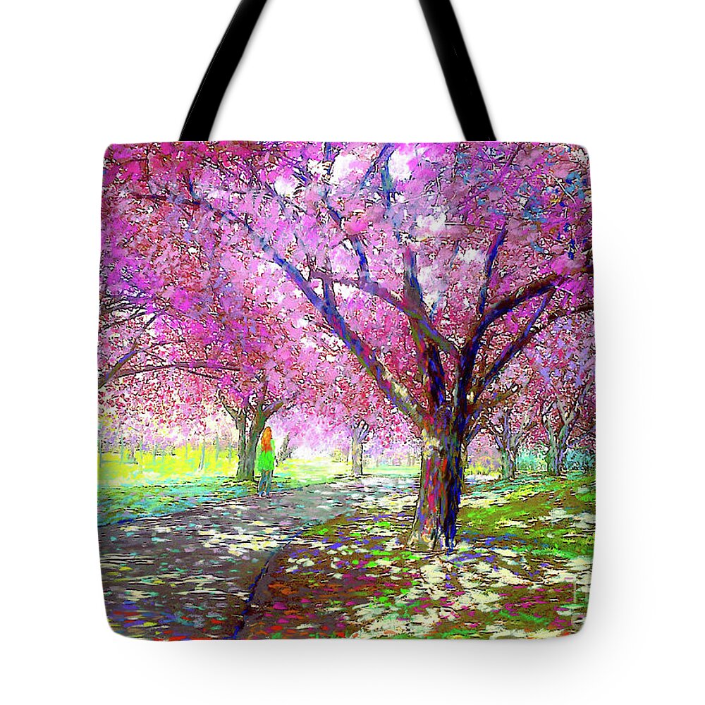Landscape Tote Bag featuring the painting Cherry Blossom by Jane Small