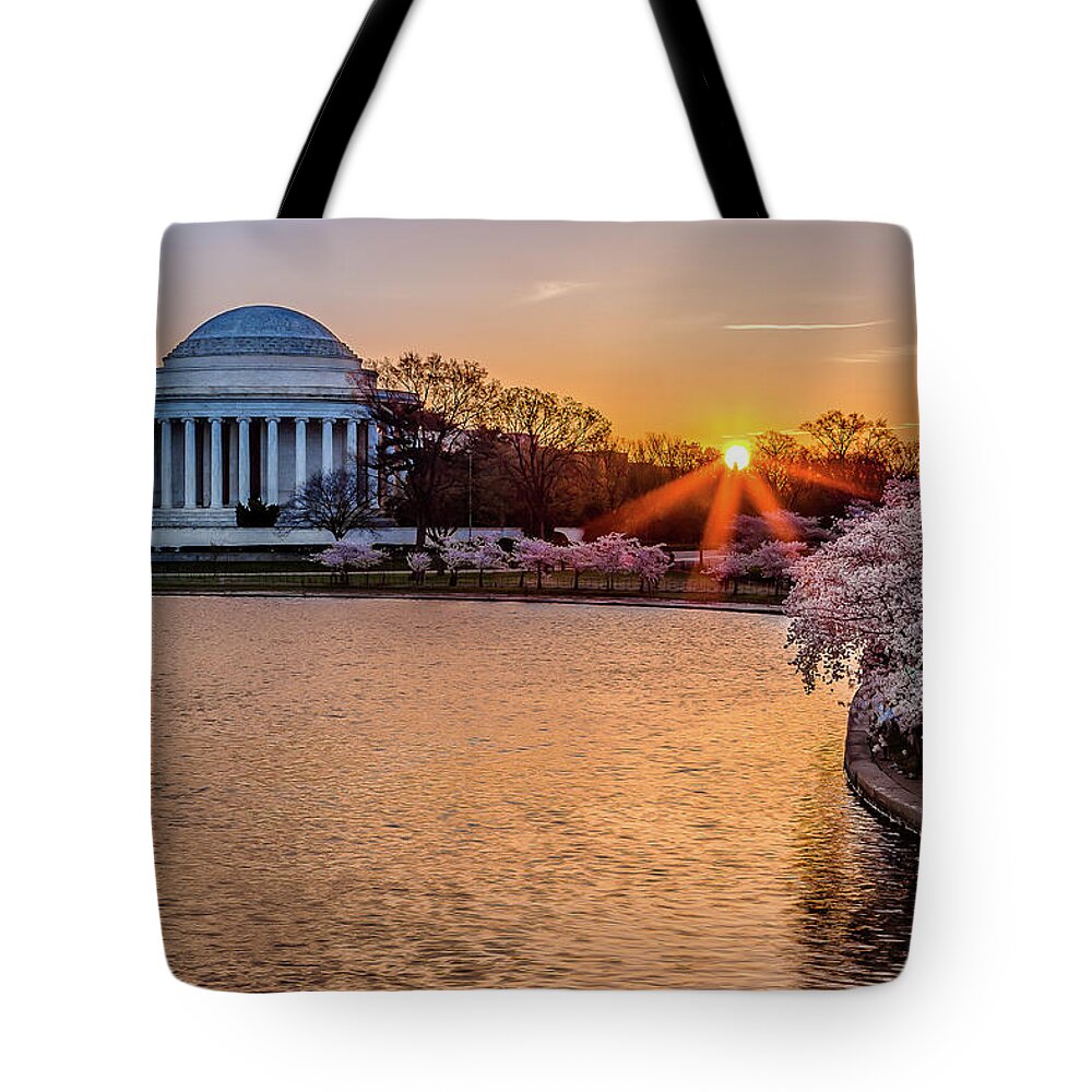 Cherry Blossoms Tote Bag featuring the photograph Cherry blossom sunrise by Robert Miller