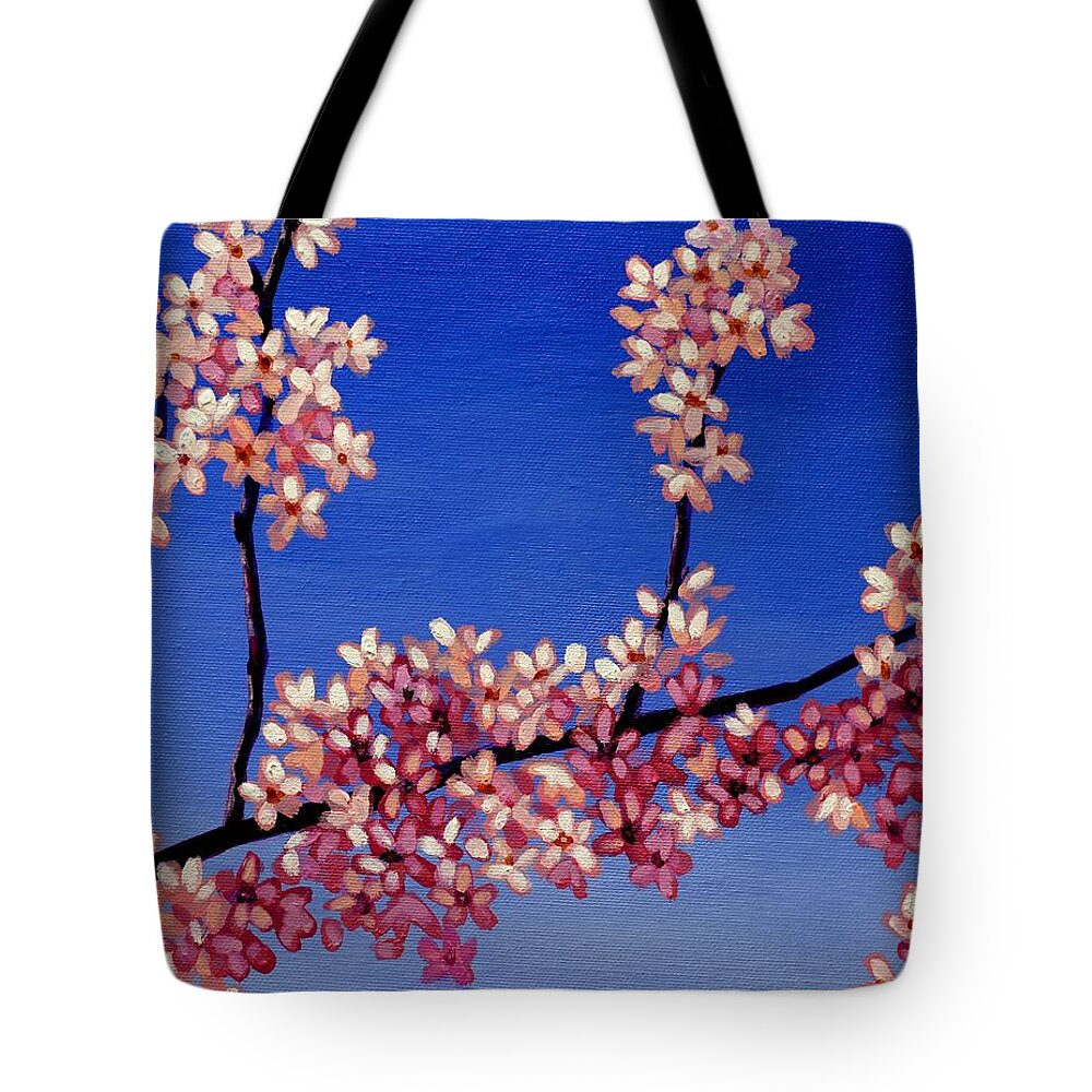 Lic Tote Bag featuring the painting Cherry Blossoms by John Nolan