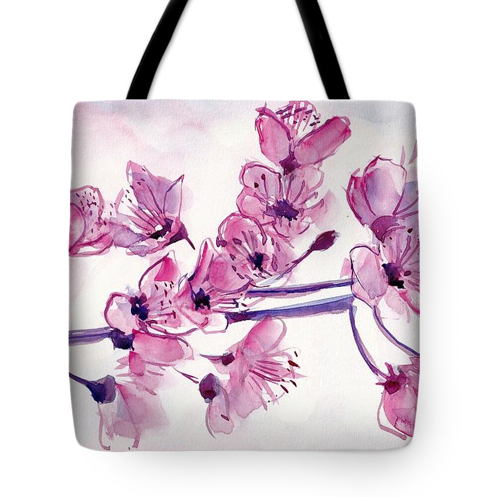 Cherry Tote Bag featuring the painting Cherry Flowers by George Cret