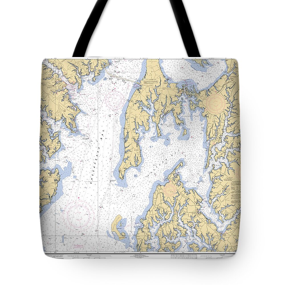 Chesapeake Bay Eastern Bay And South River Tote Bag featuring the digital art Chesapeake Bay Eastern Bay and South River, NOAA Chart 12270 by Nautical Chartworks