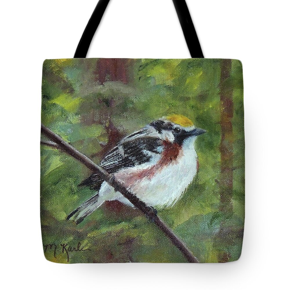 Bird Tote Bag featuring the painting Chestnut-sided Warbler by Marsha Karle