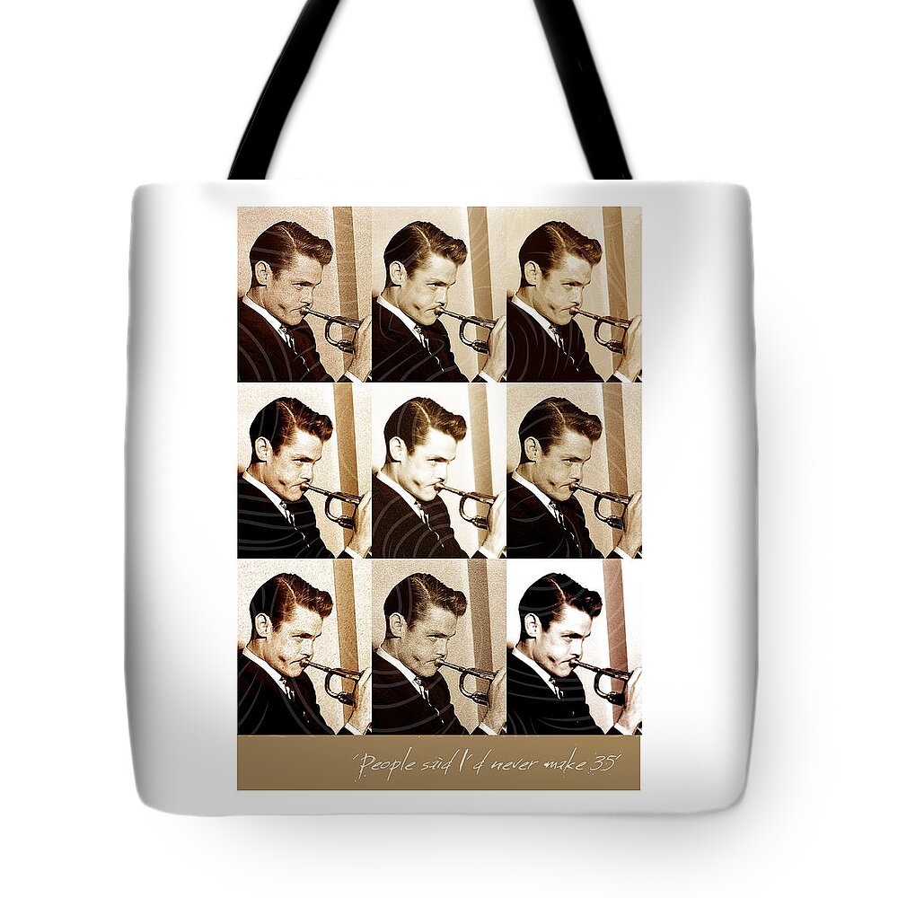 Chet Baker Tote Bag featuring the digital art Chet Baker - Music Heroes Series by Movie Poster Boy