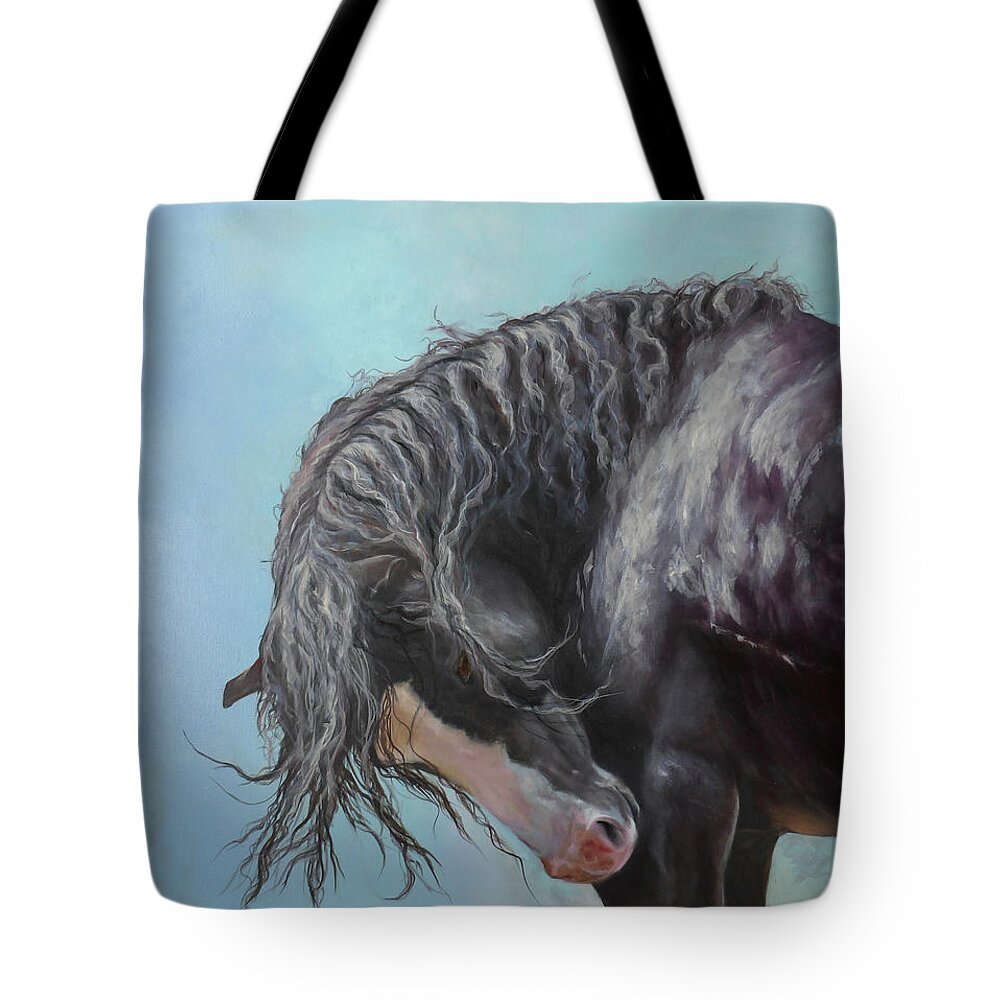 Wild Horse Art Tote Bag featuring the painting Cheveyo by Karen Kennedy Chatham