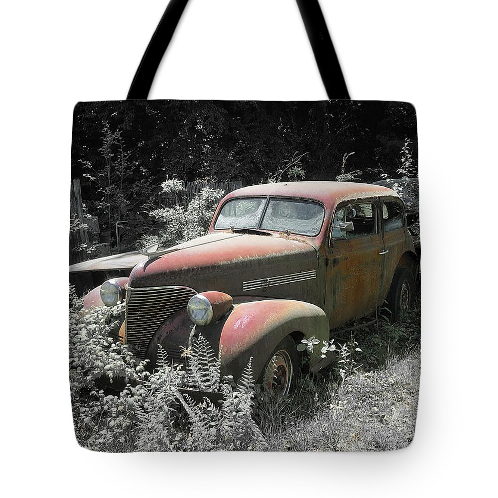 Car Tote Bag featuring the photograph Chevy Rust by Steven Nelson