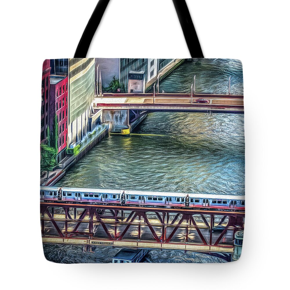 Architecture Tote Bag featuring the photograph Chicago L-Train by Kevin Lane