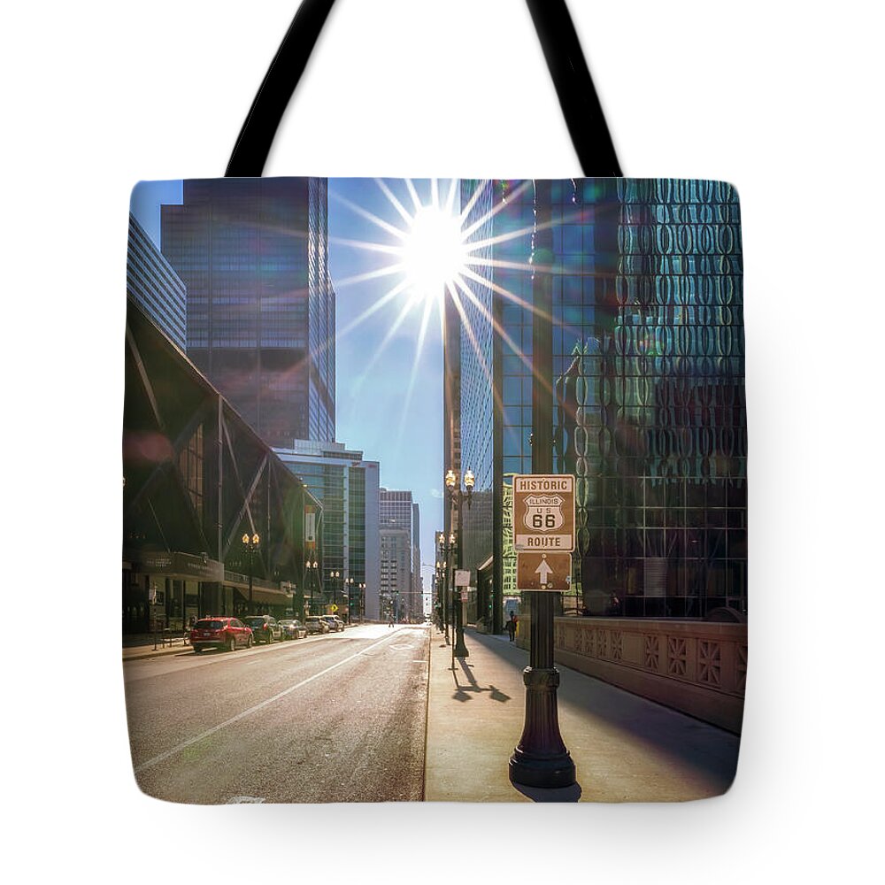 Route 66 Tote Bag featuring the photograph Chicago Route 66 - Jackson Boulevard by Susan Rissi Tregoning