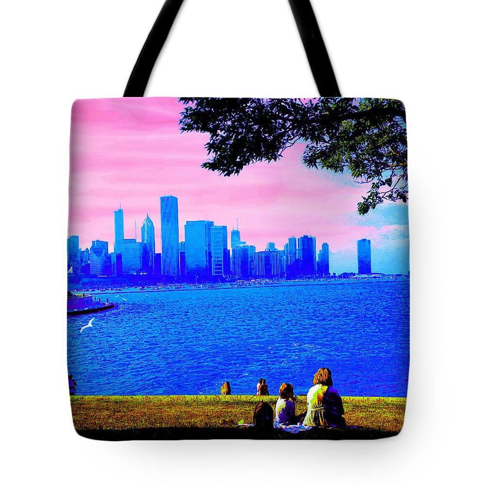 Chicago Tote Bag featuring the painting Chicago Waterfront 14 by CHAZ Daugherty