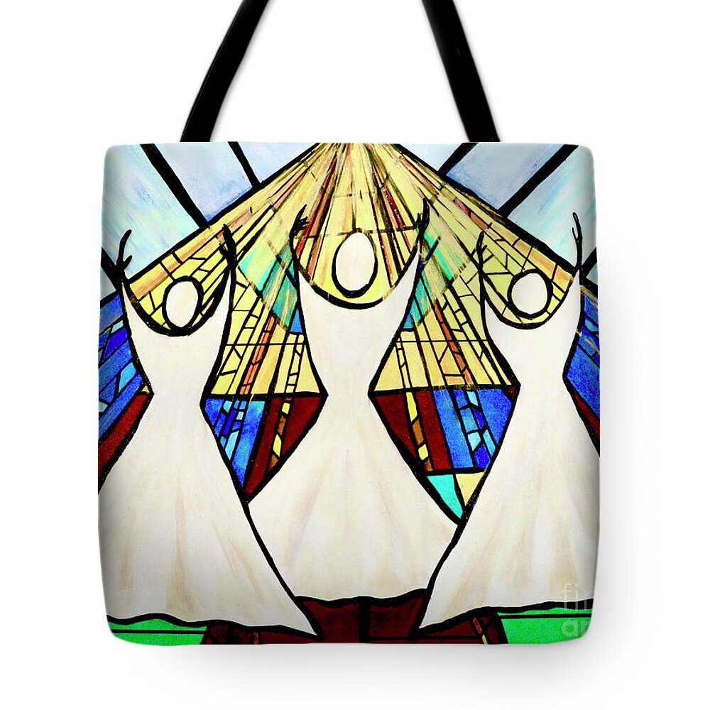 Hosanna Tote Bag featuring the painting Children Of The Light- Hosanna by Sheila J Hall