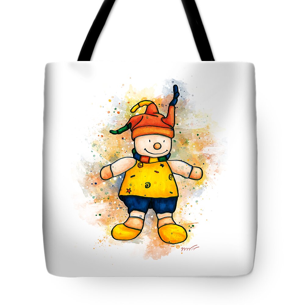Children's Toy Tote Bag featuring the painting Children's toy painting, clown toy by Nadia CHEVREL