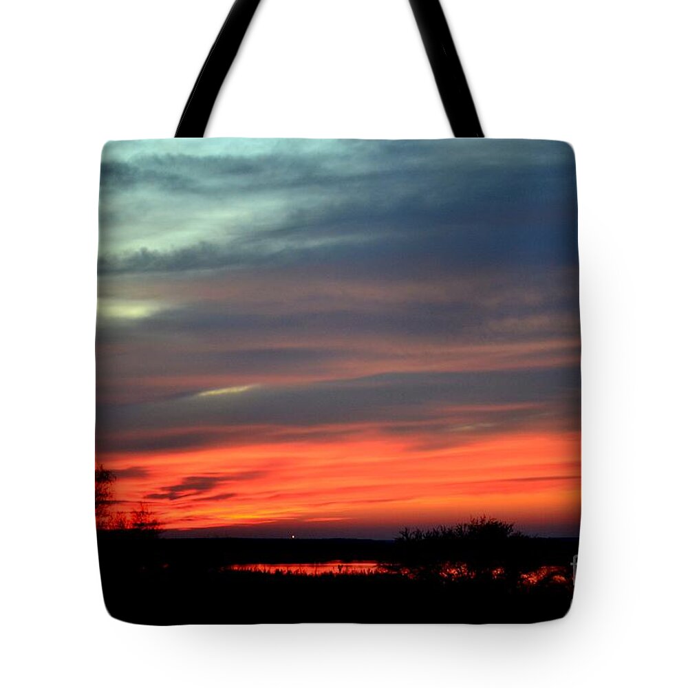 Summer Sky Photography Tote Bag featuring the photograph Choke Canyon Sunset No 7 by Expressions By Stephanie