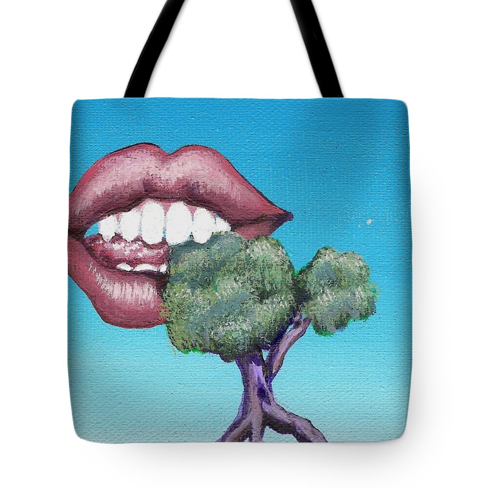 Mouth Tote Bag featuring the painting Chomp by Vicki Noble