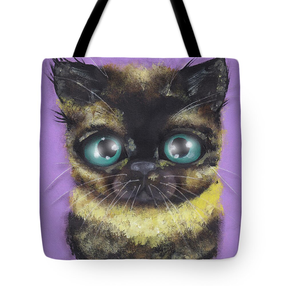 Calico Tote Bag featuring the painting Chonky Kiki by Abril Andrade