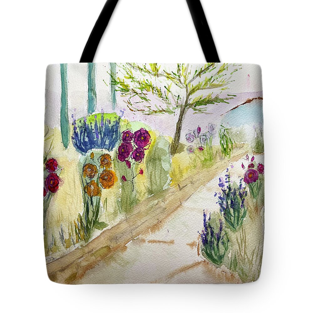 Gershon Bachus Vintners Tote Bag featuring the painting Christinas Garden at GBV by Roxy Rich