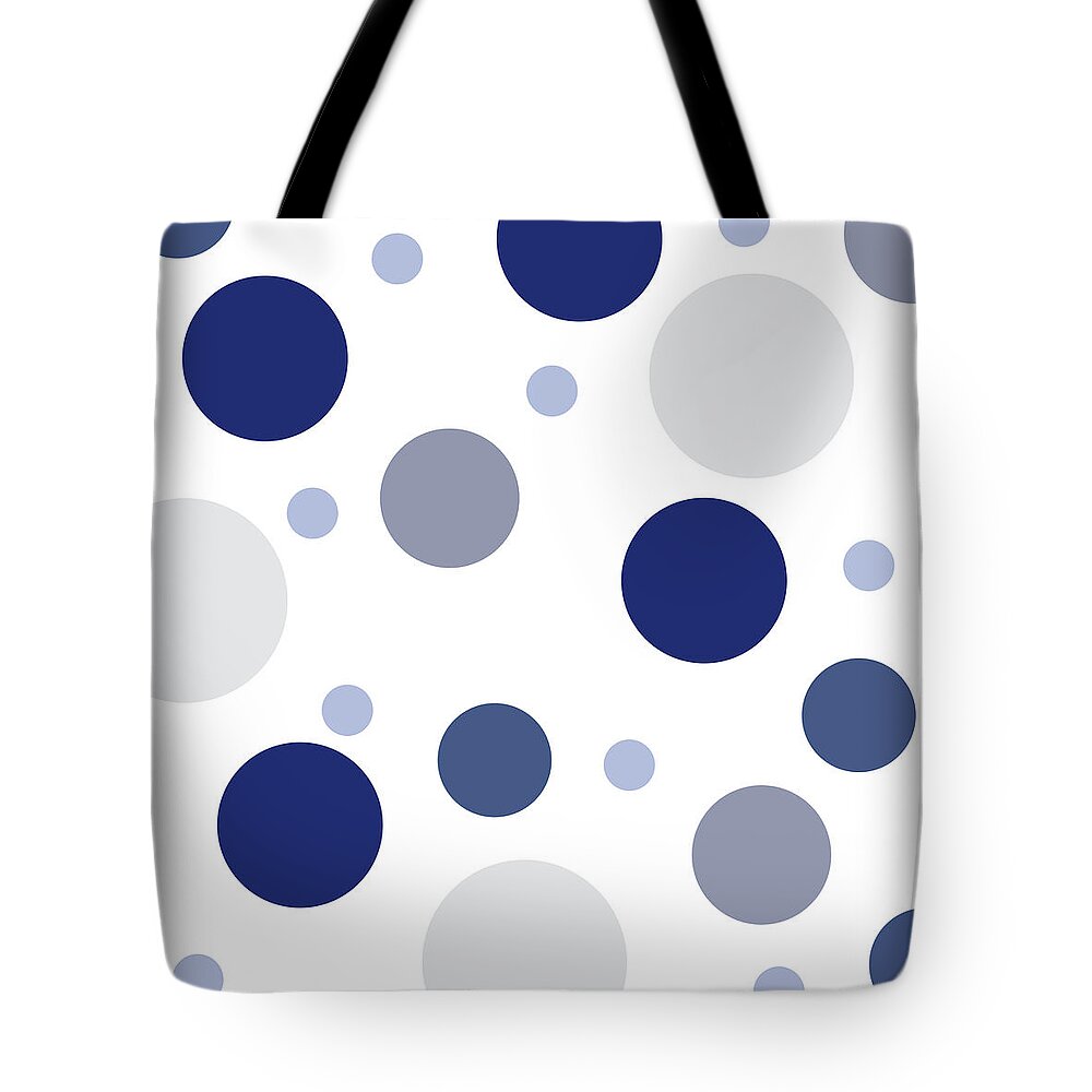 Christmas Tote Bag featuring the digital art Christmas Blues Polka Dots by Amelia Pearn