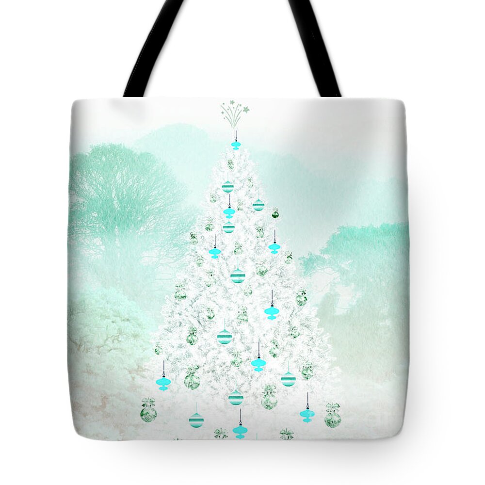 Holiday Tote Bag featuring the photograph Christmas Greetings Turquoise by Terri Waters