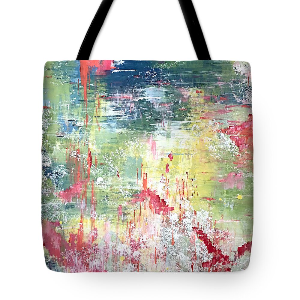 Abstract Painting Tote Bag featuring the painting Christmas Lights by Christie Olstad