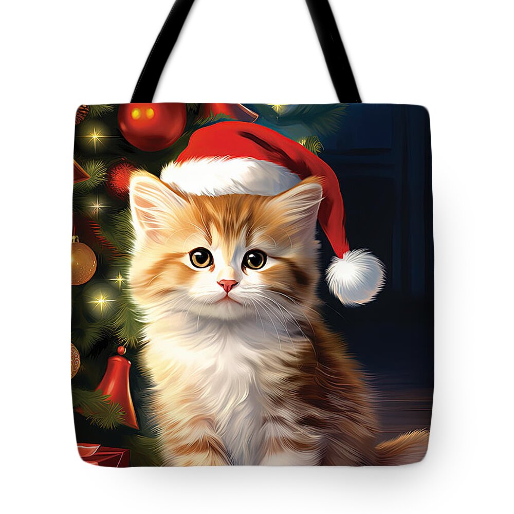 Cat Tote Bag featuring the digital art Christmas Time Series 0151 by Carlos Diaz