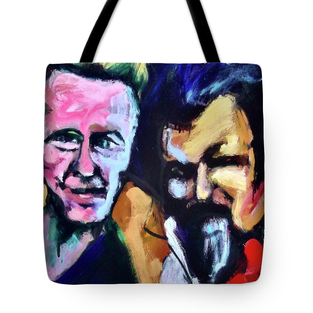Portrait Tote Bag featuring the painting Christopher and Julian by Les Leffingwell