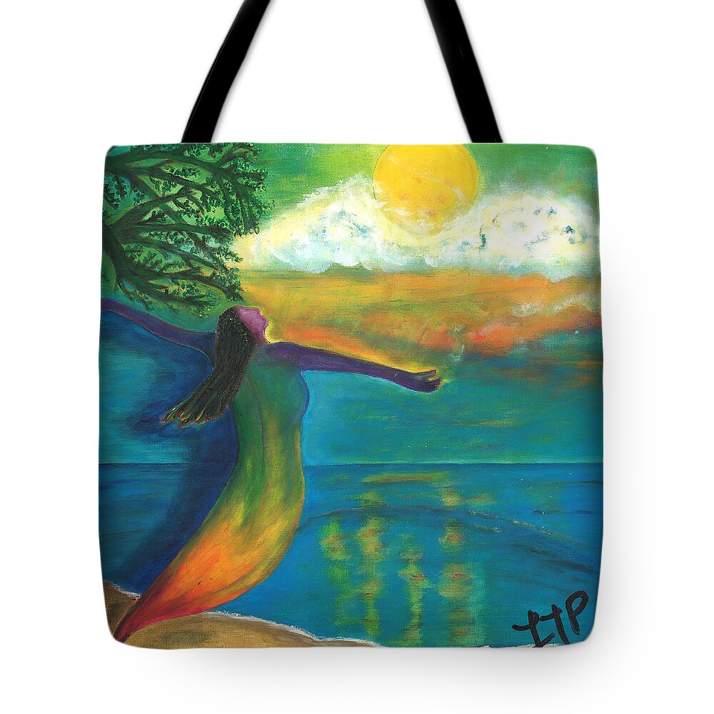 Awakening Tote Bag featuring the painting Chronicles of an Awakening Soul by Esoteric Gardens KN