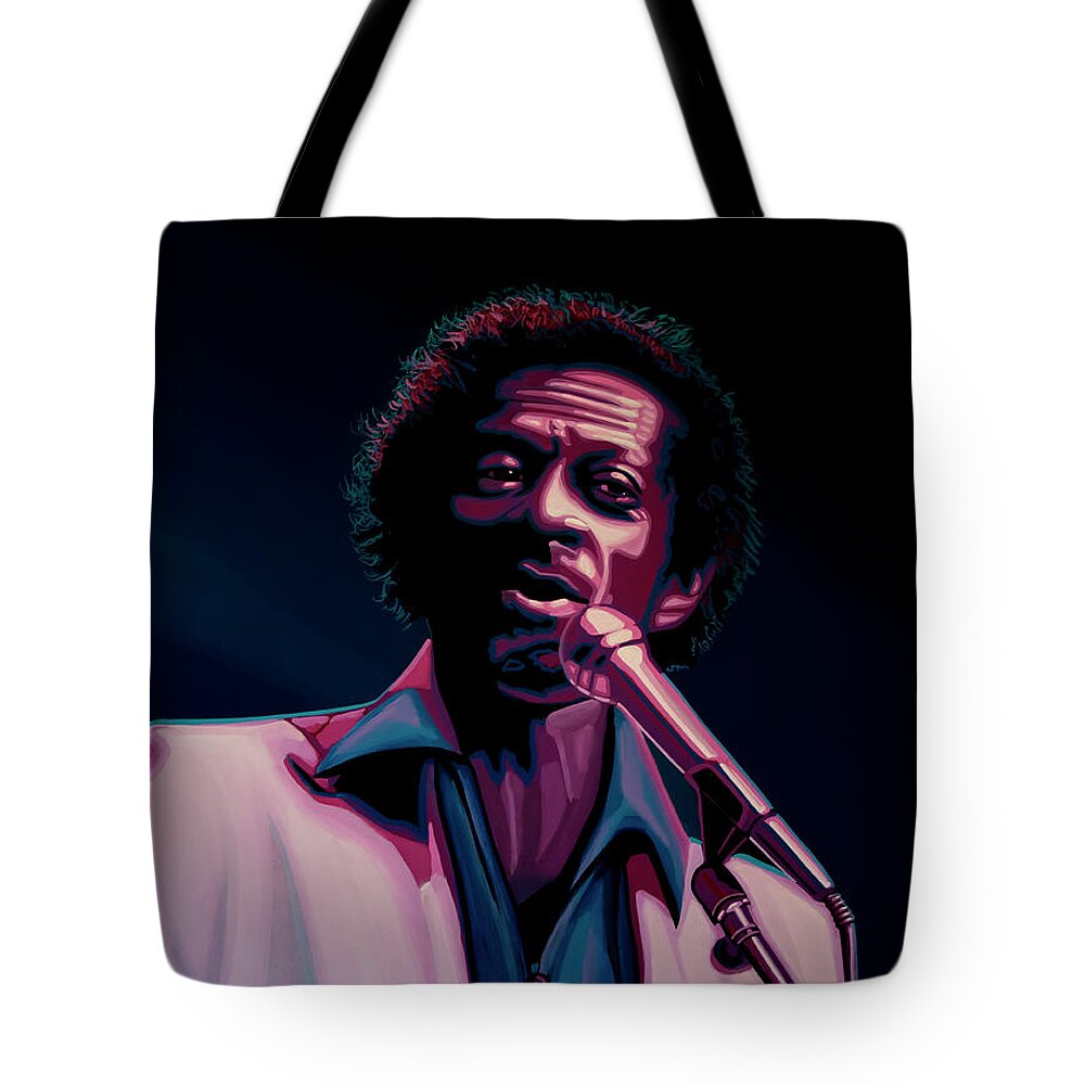 Chuck Berry Tote Bag featuring the painting Chuck Berry Painting by Paul Meijering
