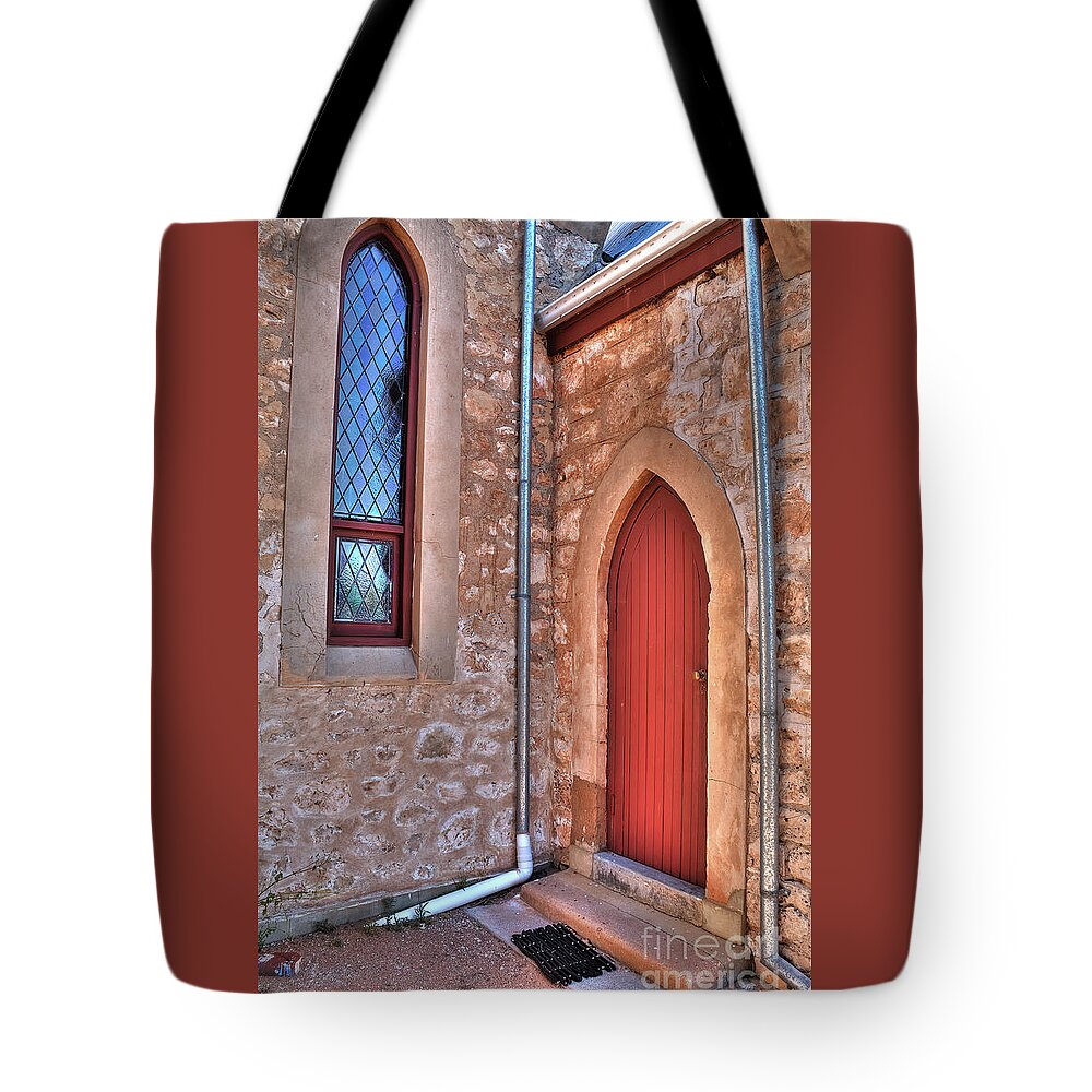 Church Tote Bag featuring the photograph Church Door and Window by Elaine Teague