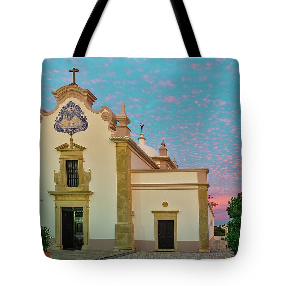 Almancil Tote Bag featuring the photograph Church of St. Lawrence of Rome in Algarve. Portugal by Angelo DeVal