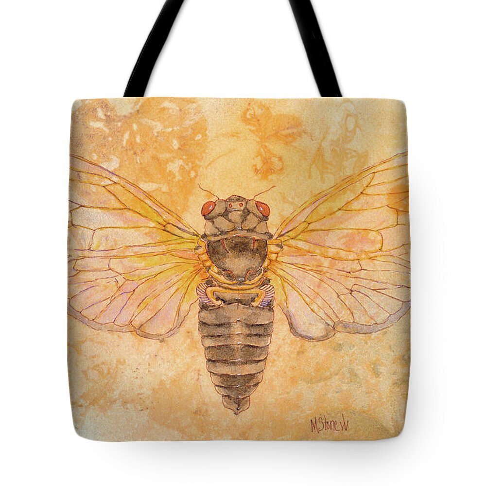 Cicada Tote Bag featuring the painting Cicada by Marie Stone-van Vuuren