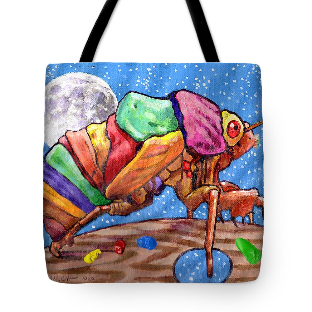 Cicadas Tote Bag featuring the painting Cicadas Shell Palette by John Lautermilch