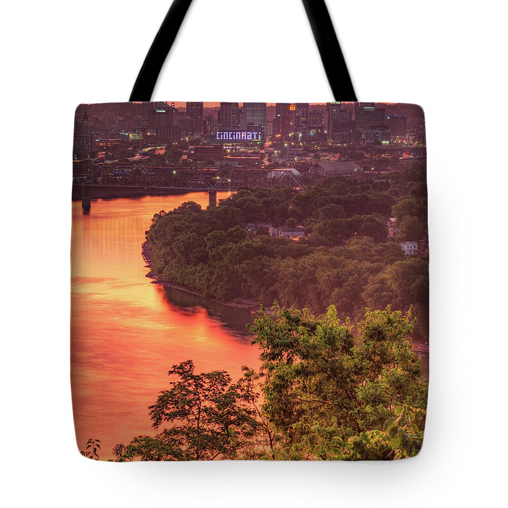 America Tote Bag featuring the photograph Cincinnati Sunrise From Mount Echo Park by Gregory Ballos