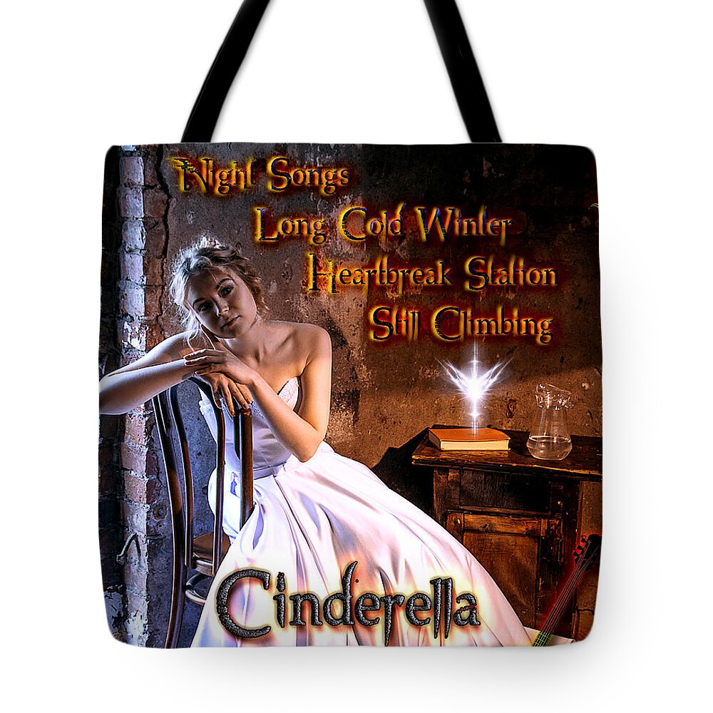 Cinderella Tote Bag featuring the digital art Cinderella Discography by Michael Damiani