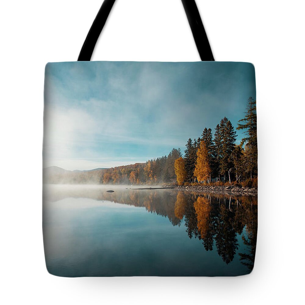 Cinematic Reflection First Roach Pond Tote Bag featuring the photograph Cinematic Reflection First Roach Pond by Dan Sproul
