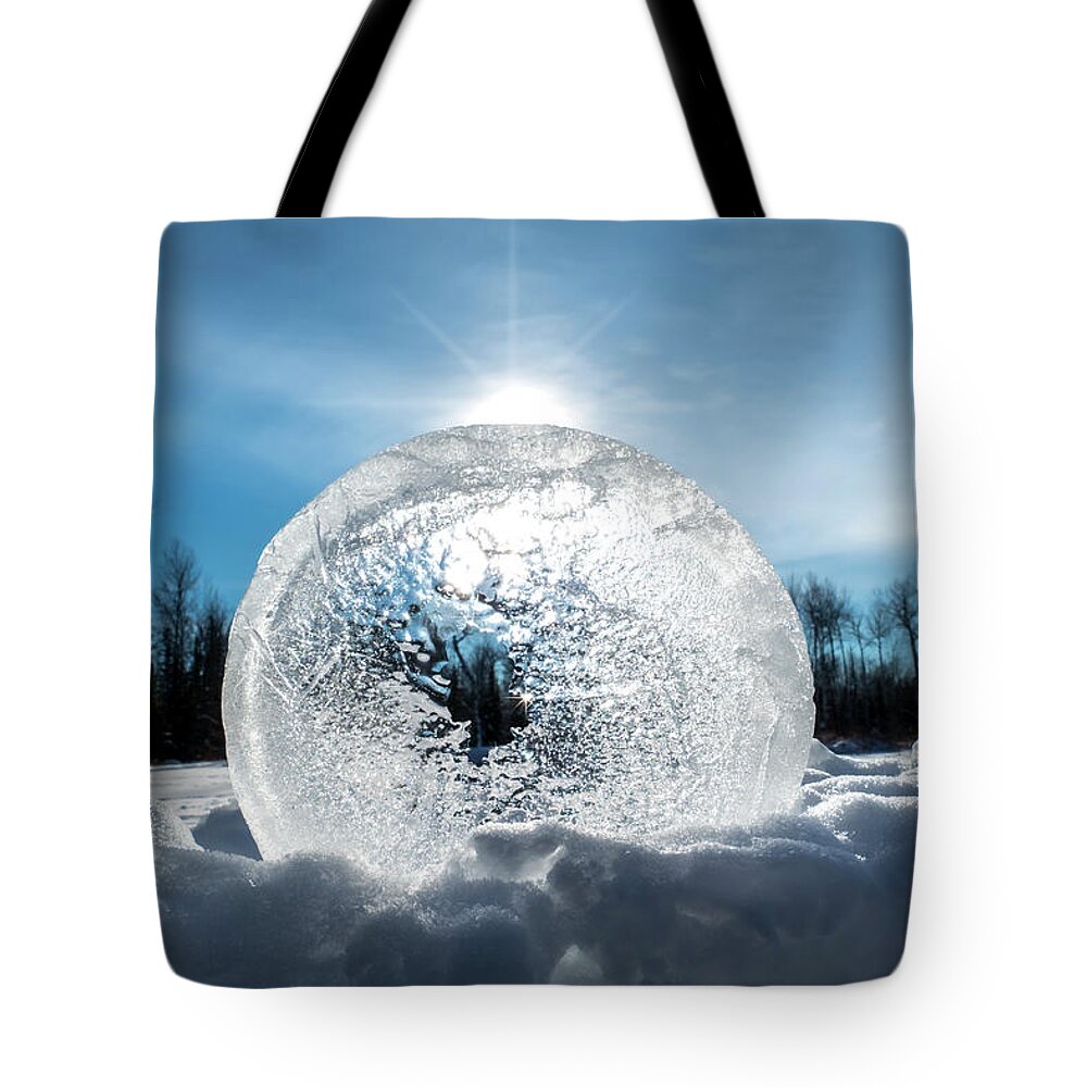 Frozen Water Tote Bag featuring the photograph Circle of Frozen Water by Sandra J's