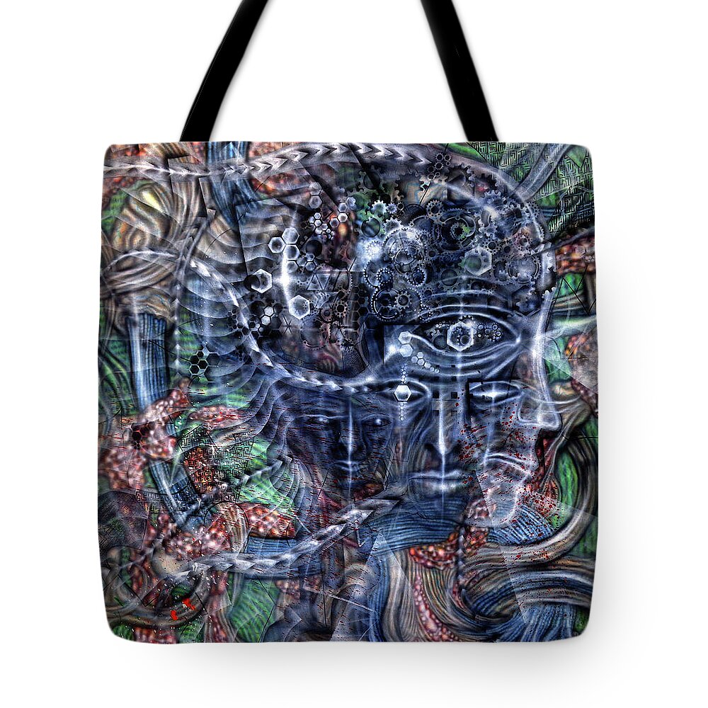 Circuitry Tote Bag featuring the painting Circuity 3 by Leigh Odom